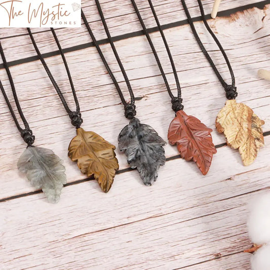 Healing Stone Leaf Pendant Necklace