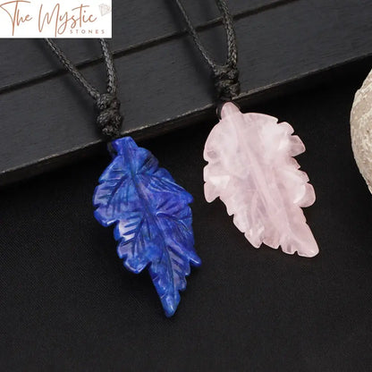 Healing Stone Leaf Pendant Necklace