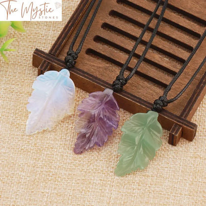 Healing Stone Leaf Pendant Necklace