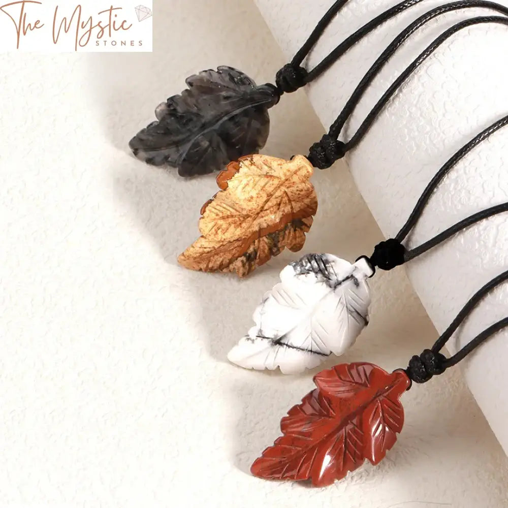 Healing Stone Leaf Pendant Necklace