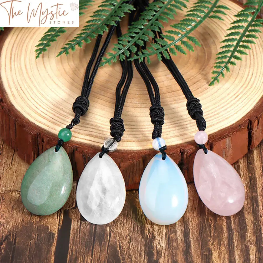 Healing Stone Water Drop Pendant Necklace