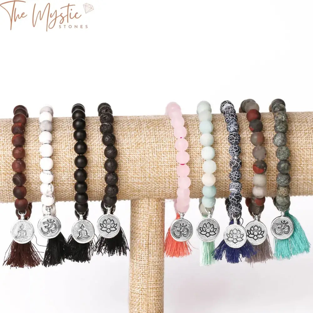 Healing Stone Yoga Bracelet With Boho Tassel