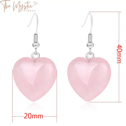 Heart Quartz Crystal Drop Earrings