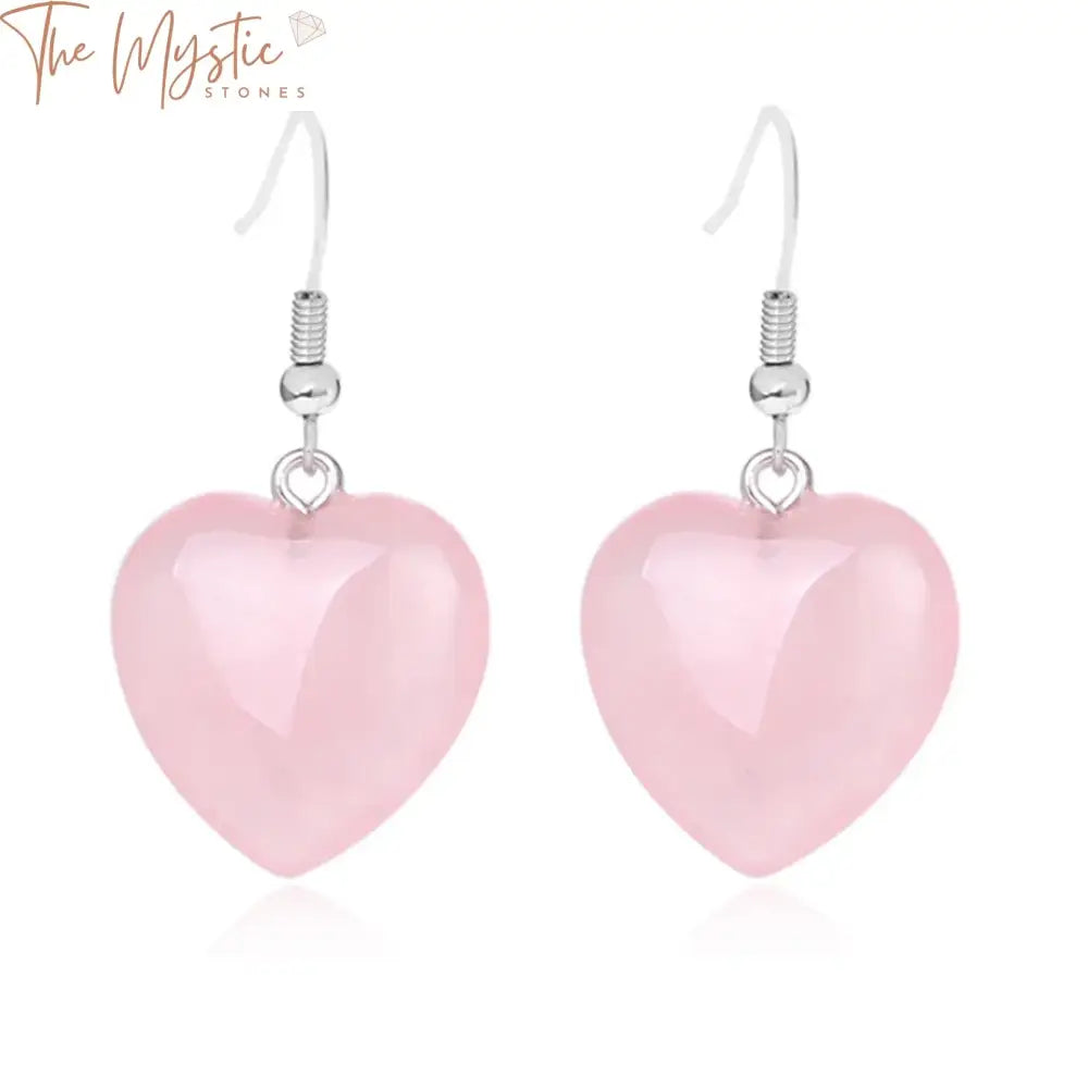 Heart Quartz Crystal Drop Earrings