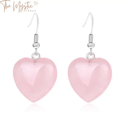 Heart Quartz Crystal Drop Earrings