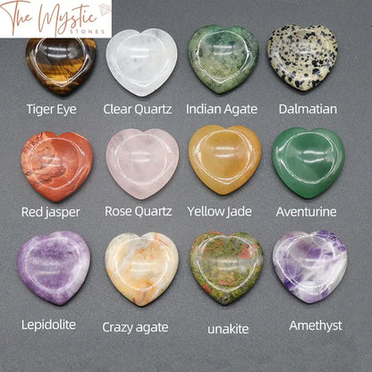 Heart Shaped 40Mm Healing Crystal Worry Stone