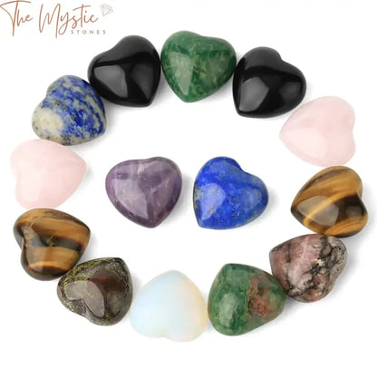 A collection of heart-shaped stones, each measuring 15x15mm, with no visible holes.