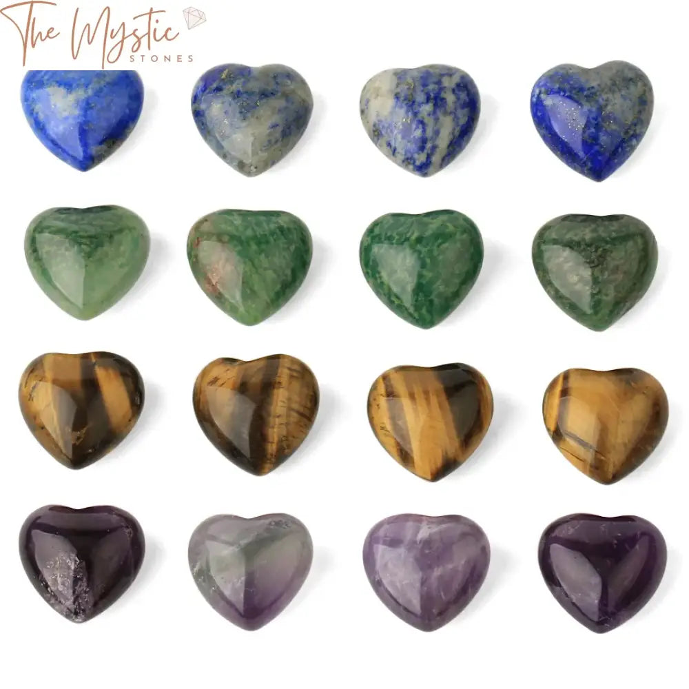 Heart-Shaped Natural Stone Beads 15X15Mm - Tiger Eye & Lapis Crystal