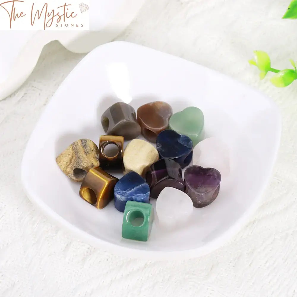 Heart Stone Charm Beads 5Pcs