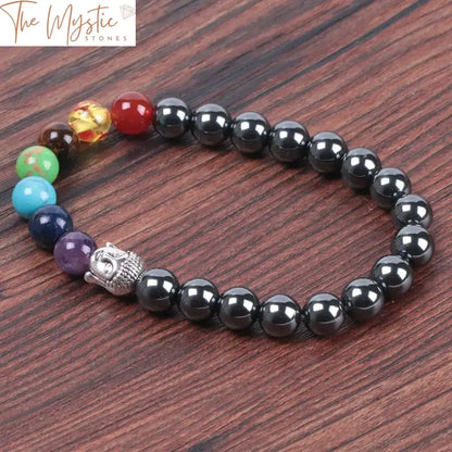 Hematite Chakra Bracelet With Bronze Buddha Bead