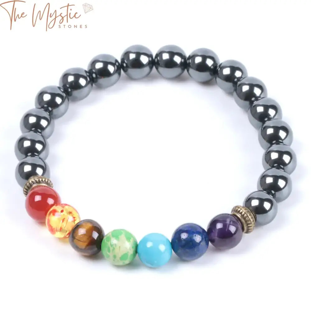 Hematite Chakra Bracelet With Bronze Buddha Bead