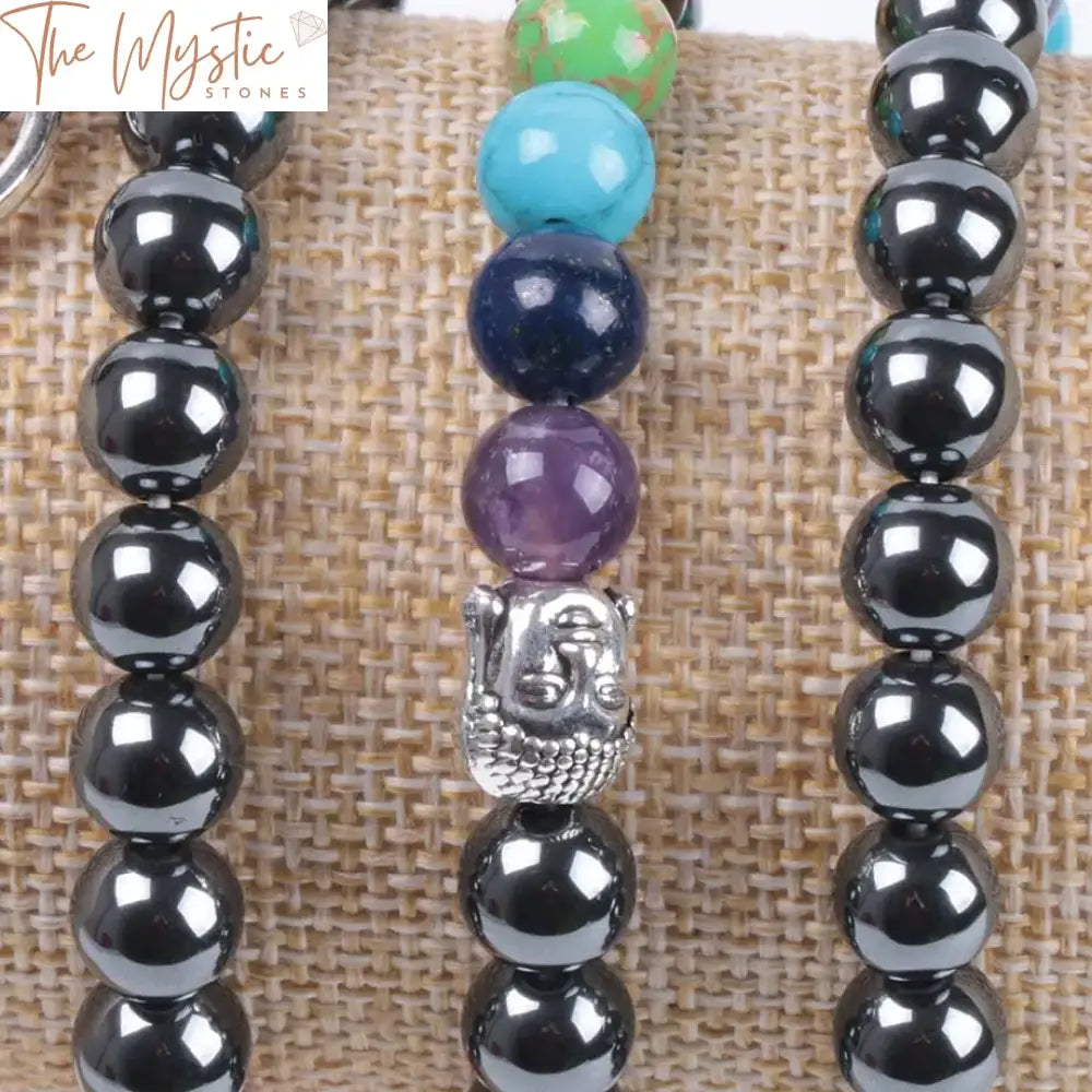 Hematite Chakra Bracelet With Bronze Buddha Bead