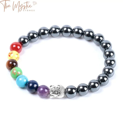 Hematite Chakra Bracelet With Bronze Buddha Bead