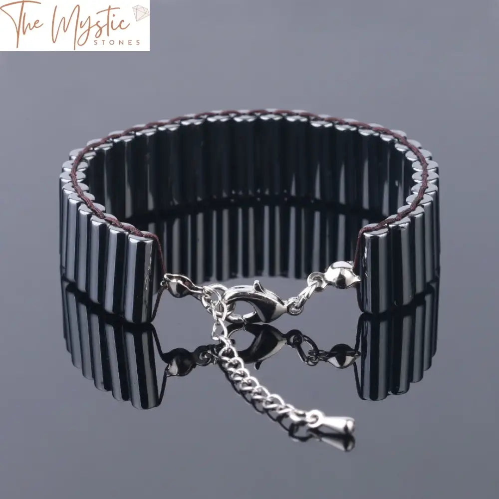 Hematite Columnar Stone Wrap Bracelet - Adjustable