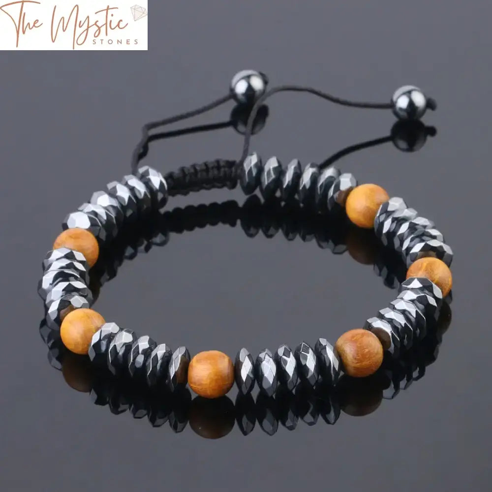 Hematite & Wood Unisex Energy Bracelet