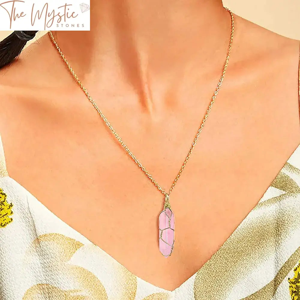 Hexagonal Amethyst Quartz Pendant With Gold Chain