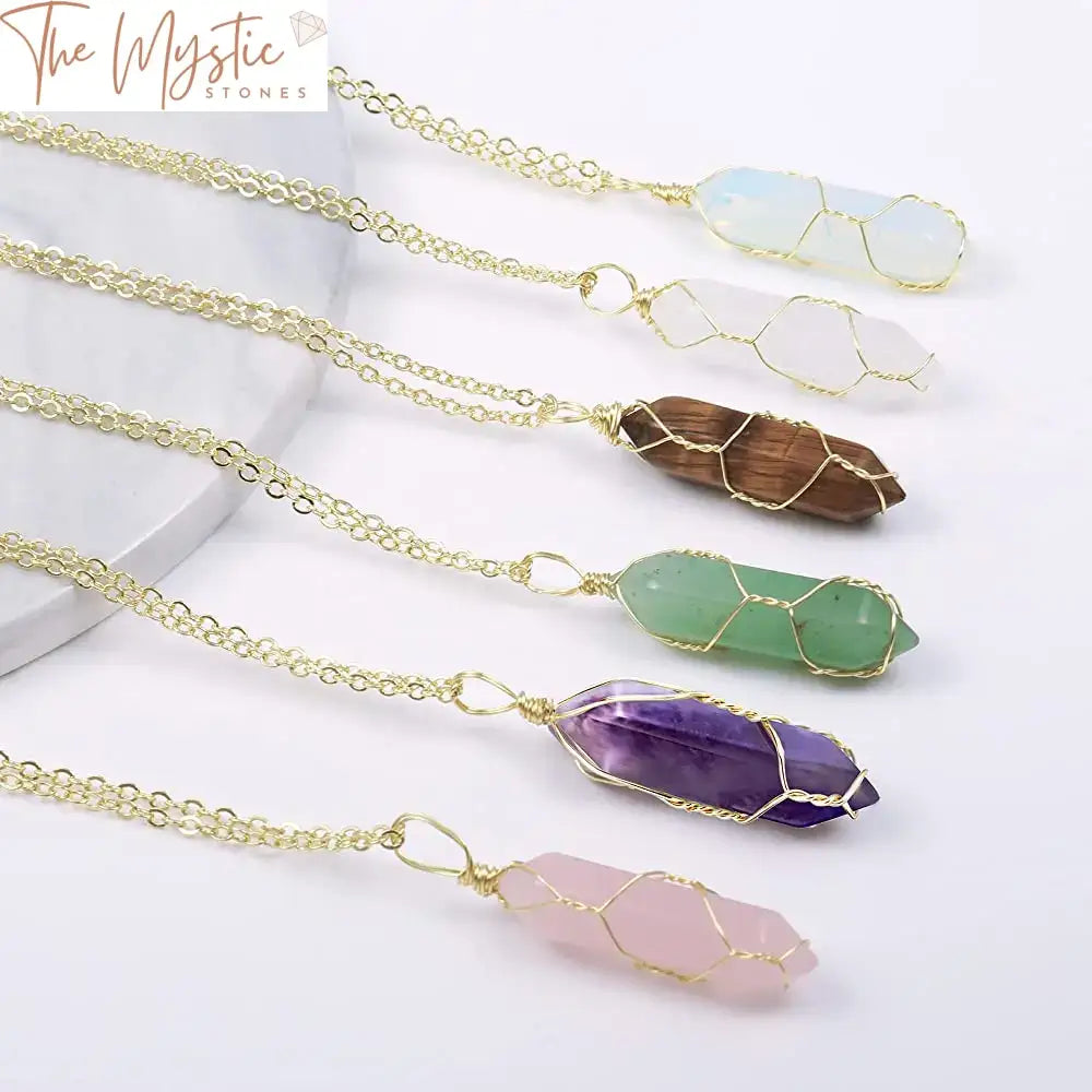 Hexagonal Amethyst Quartz Pendant With Gold Chain