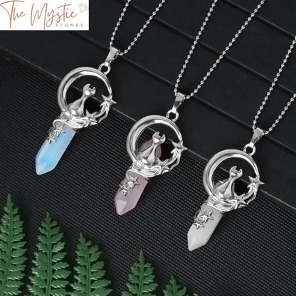 Hexagonal Crystal Moon & Star Pendant