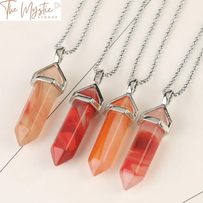 Hexagonal Crystal Point Pendant Necklace