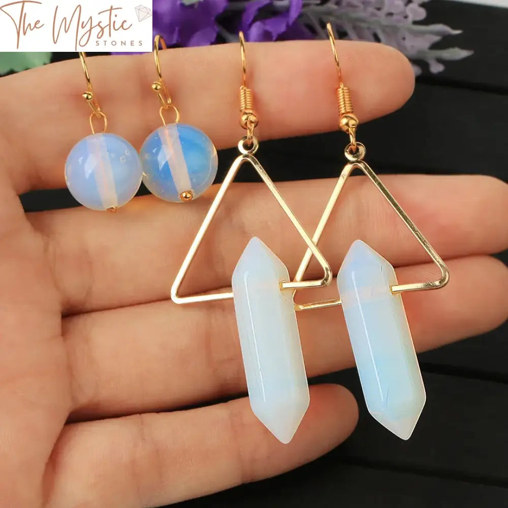 Hexagonal Crystal Stone Earrings Set