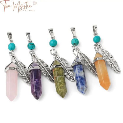 Hexagonal Feather Crystal Prism Pendant