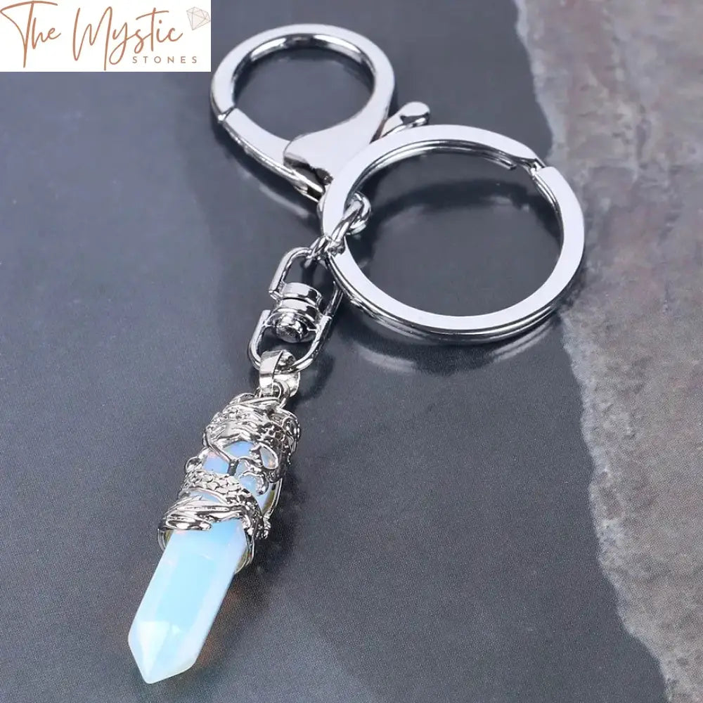 Hexagonal Gemstone Keychain Pendant