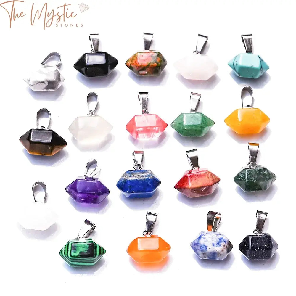 Hexagonal Gemstone Pendant Set - 5Pcs