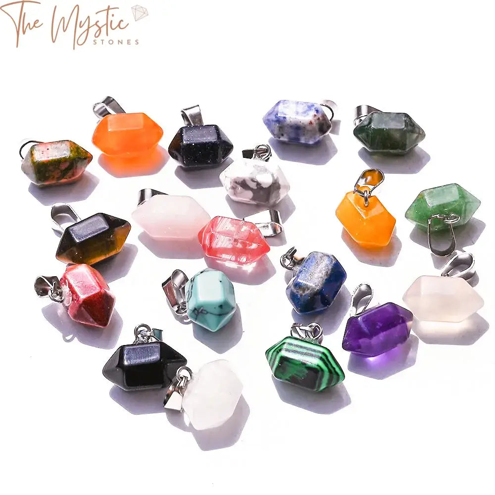 Hexagonal Gemstone Pendant Set - 5Pcs