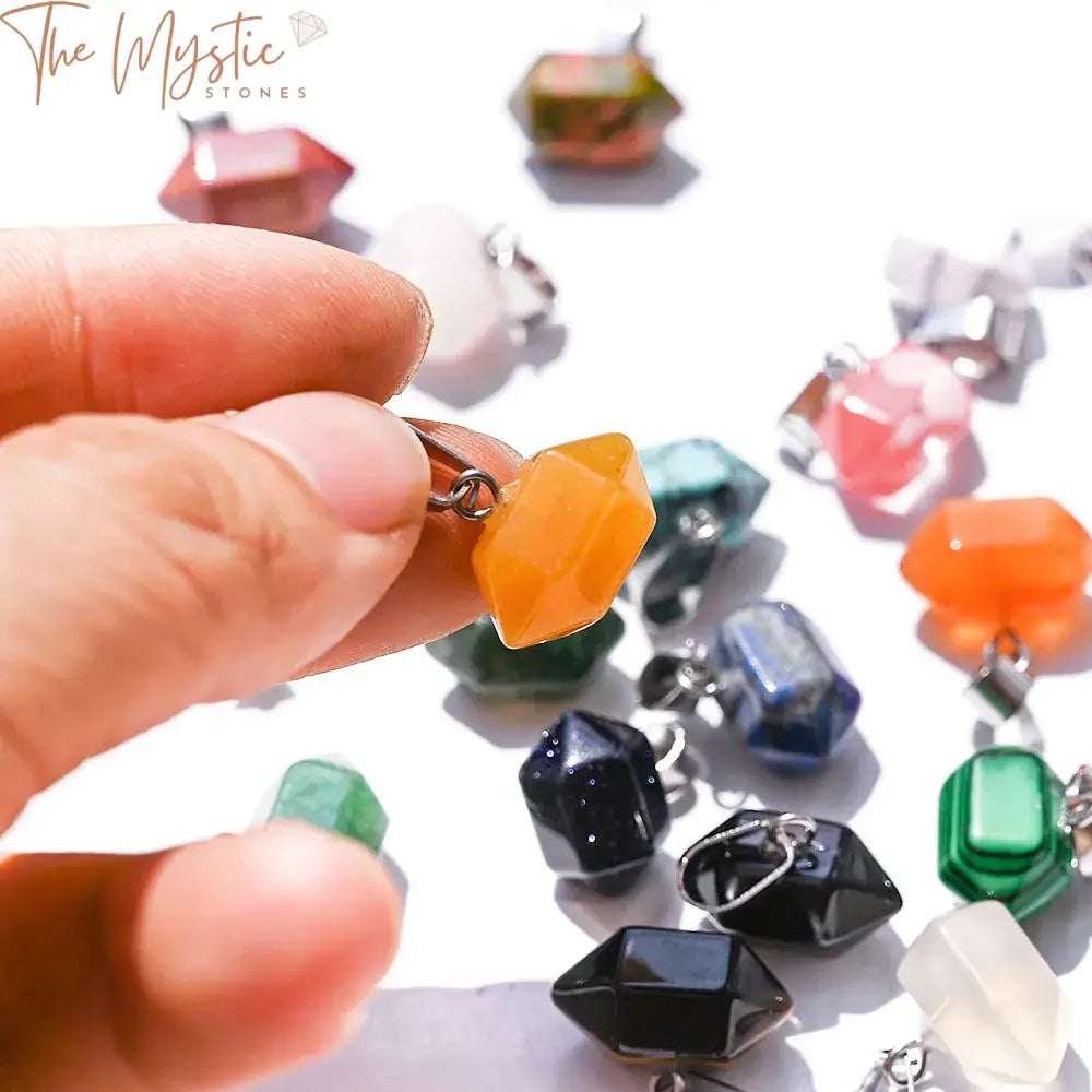 Hexagonal Gemstone Pendant Set - 5Pcs