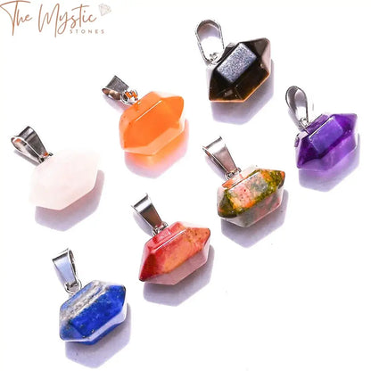 Hexagonal Gemstone Pendant Set - 5Pcs