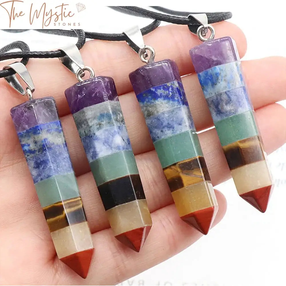 Hexagonal Multi-Stone Chakra Pendant