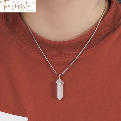 Hexagonal Natural Stone Crystal Pendant Necklace