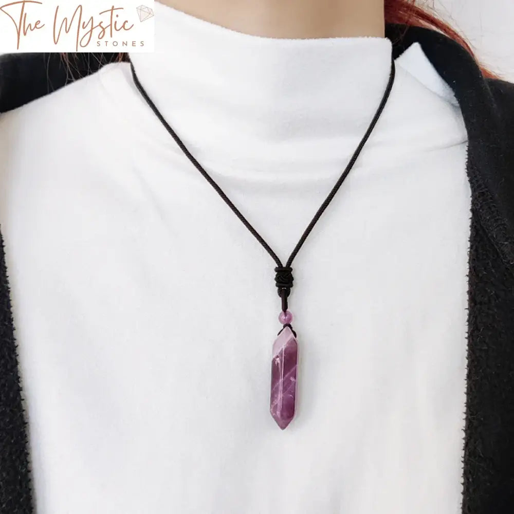 Hexagonal Quartz Amethyst Pendant Necklace