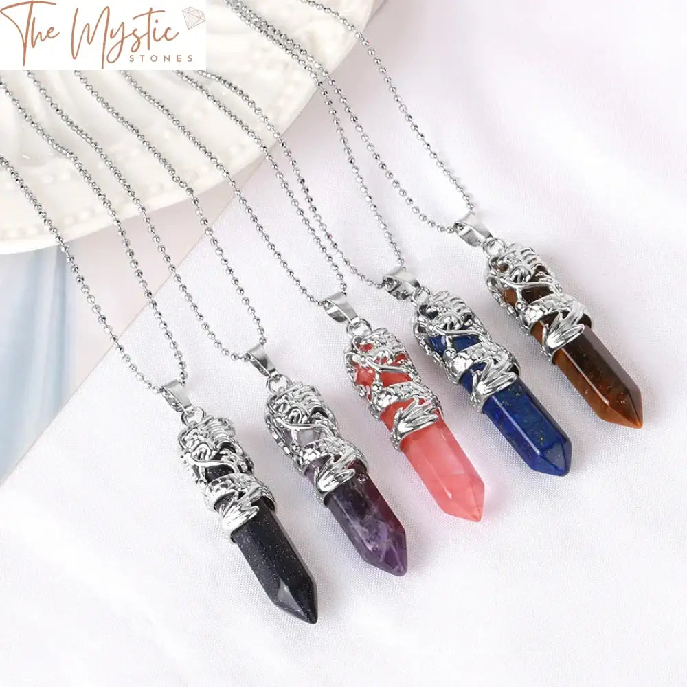 Hexagonal Quartz Crystal Pendant Necklace