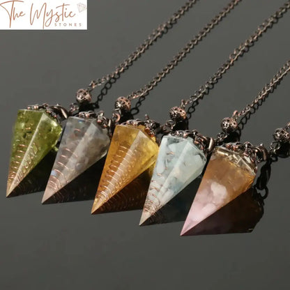 Hexagonal Reiki Stone Pendulum With Copper Chain