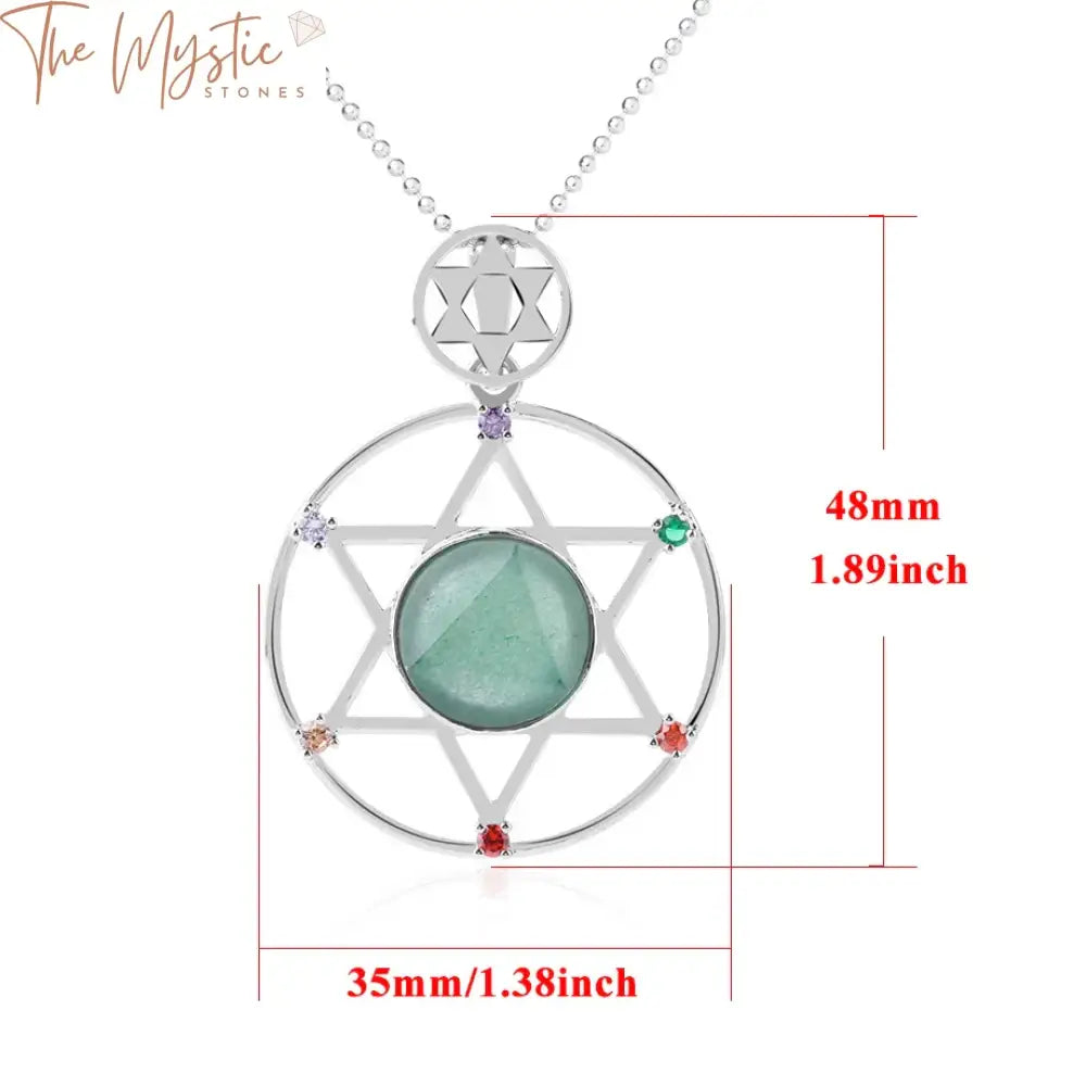 Hexagram Chakra Stone Pendant Necklace