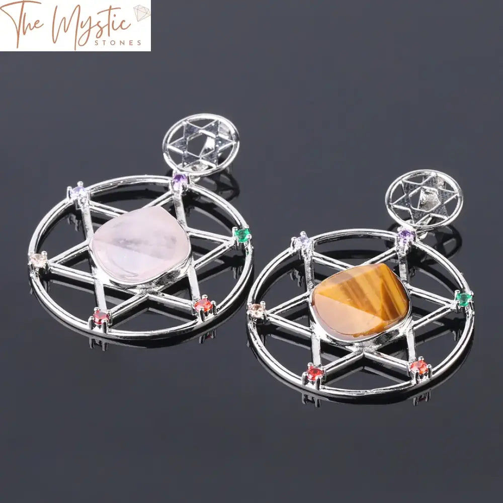 Hexagram Chakra Stone Pendant Necklace