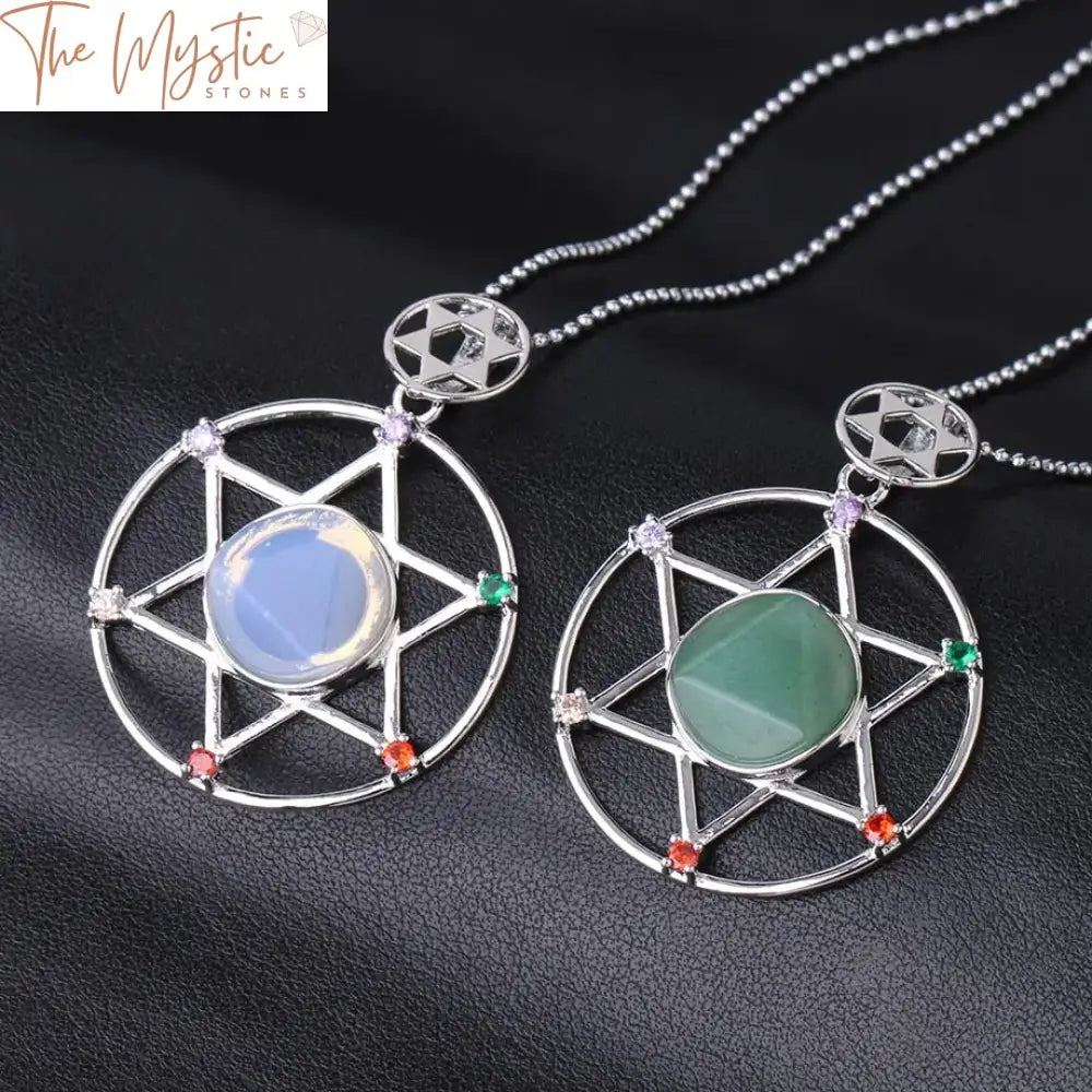 Hexagram Chakra Stone Pendant Necklace