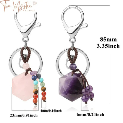 Hexagram Reiki Quartz Crystal Keychain