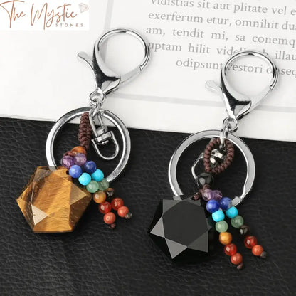 Hexagram Reiki Quartz Crystal Keychain