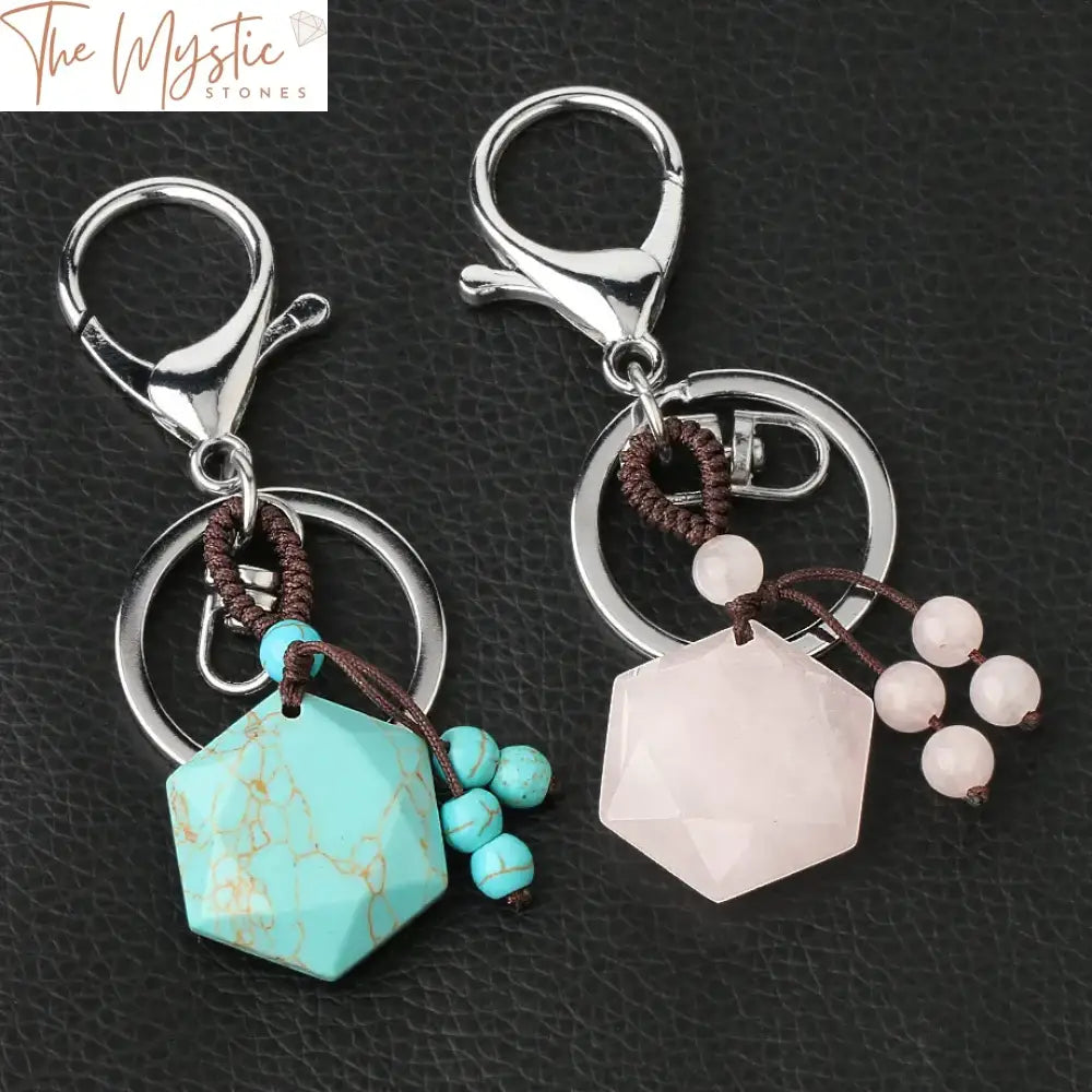 Hexagram Reiki Quartz Crystal Keychain