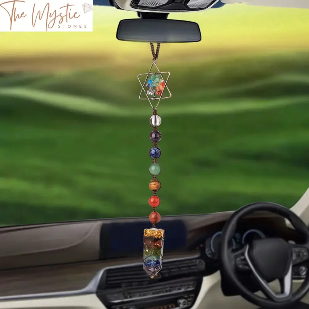 Hexagram Tree Of Life 7 Chakra Crystal Car Hanging