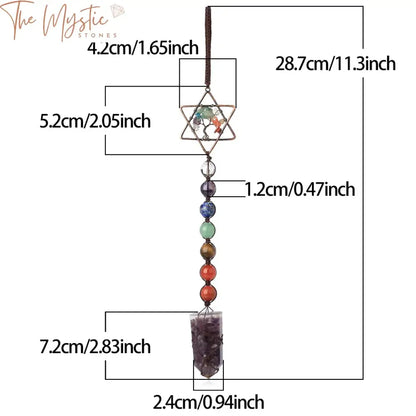 Hexagram Tree Of Life 7 Chakra Crystal Car Hanging