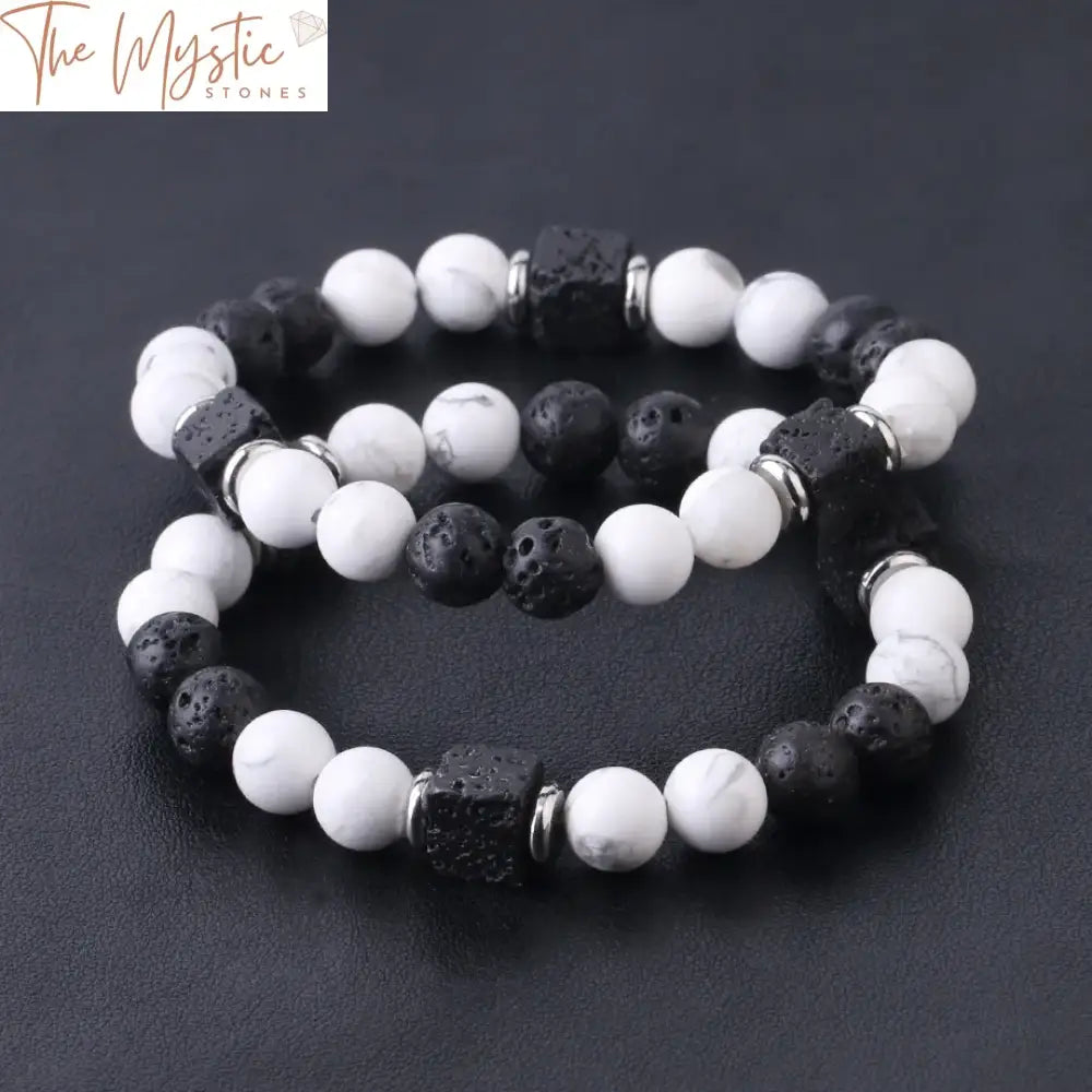 Howlite & Lava Bead Matching Bracelets