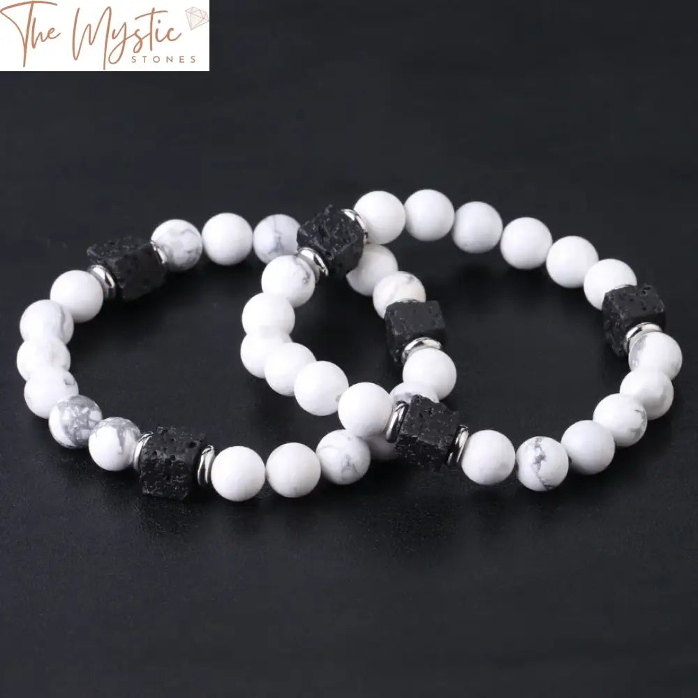 Howlite & Lava Bead Matching Bracelets