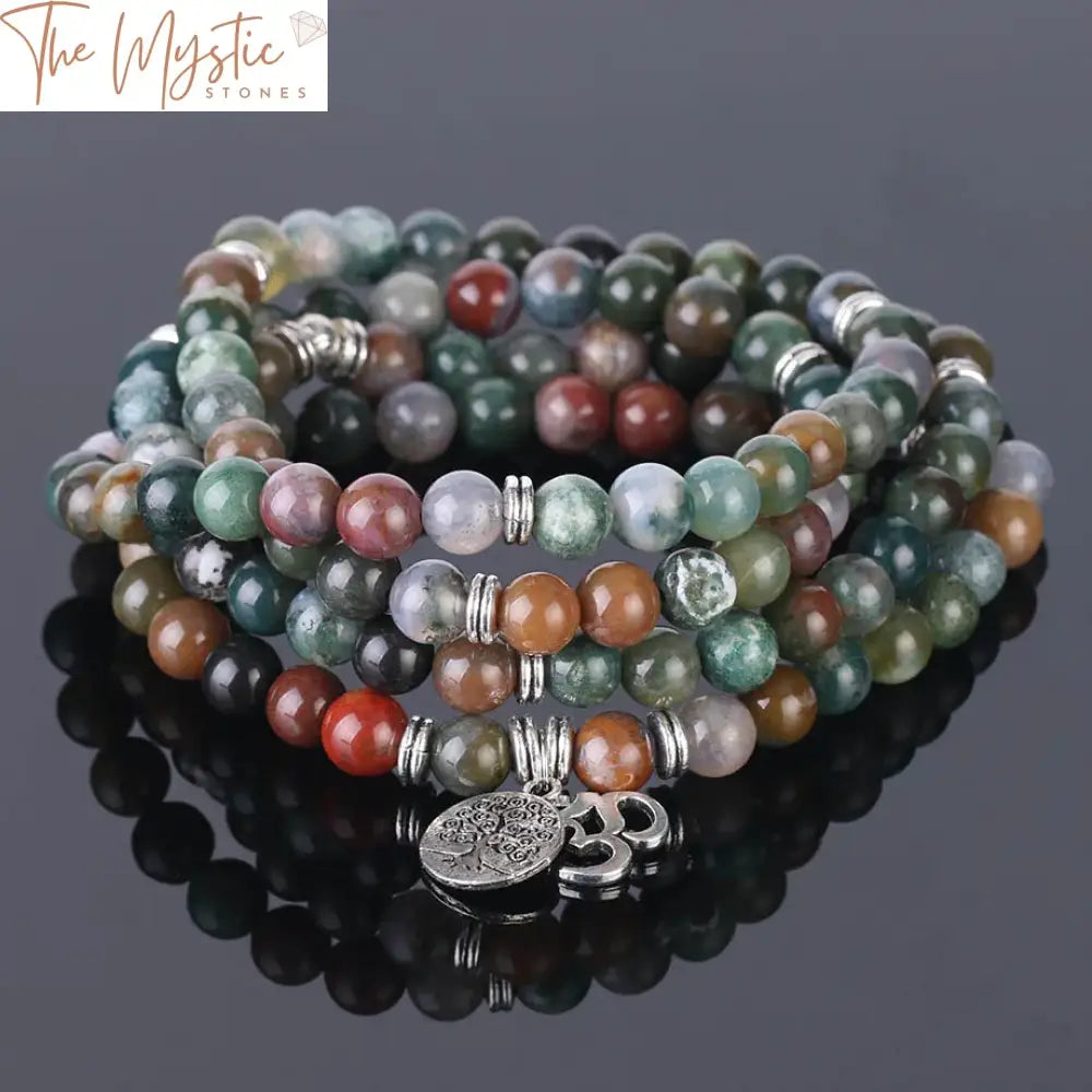 Indian Agate Om Yoga Balance Bracelet