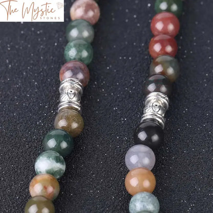 Indian Agate Om Yoga Balance Bracelet