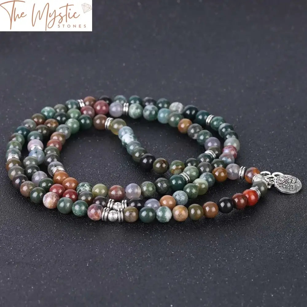 Indian Agate Om Yoga Balance Bracelet