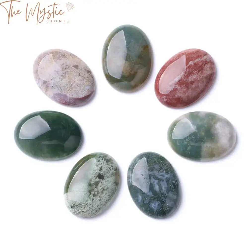 A collection of colorful, polished natural Indian agate onyx gemstone beads displayed on a white background.