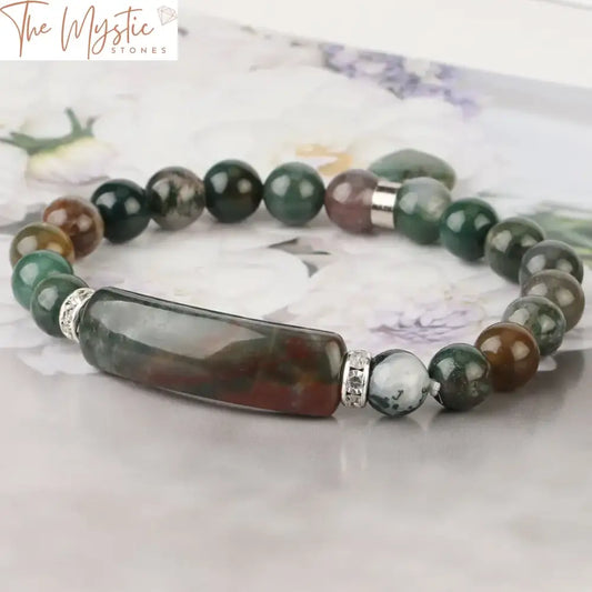 Indian Onyx And Agate Heart Charm Bracelet